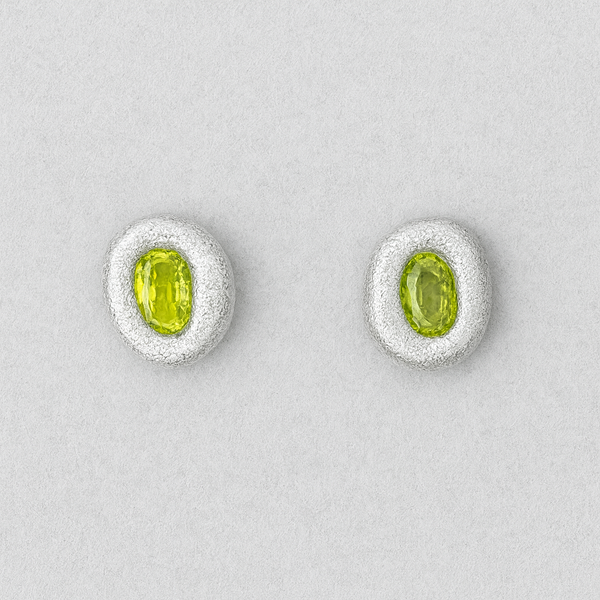 Olive - Silver & Lab-Grown Sapphires Stud Earrings