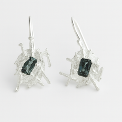 Icicles Green Drops - Silver & Natural Sapphires drop earrings