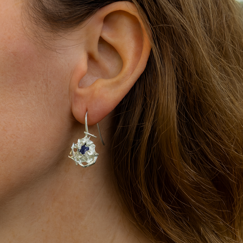 Icicles Blue Drops - Silver & Lab-Grown Sapphires Drop Earrings