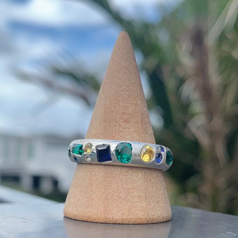 Nature - Silver and synthetic gemstones ring