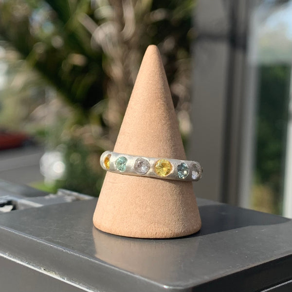 Promise - Silver and synthetic sapphires band ring