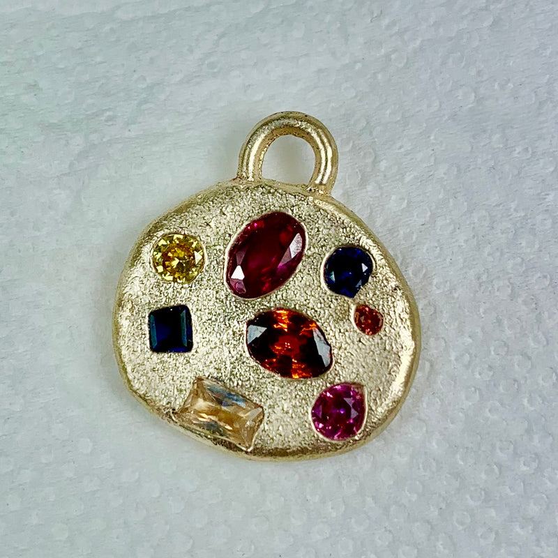 Kylie - Solid 9k yellow gold with synthetic sapphires pendant
