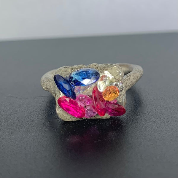 Mixed Lollies - Sterling silver and synthetic sapphire ring