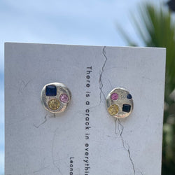 Tell Me About it - Silver and synthetic sapphire studs
