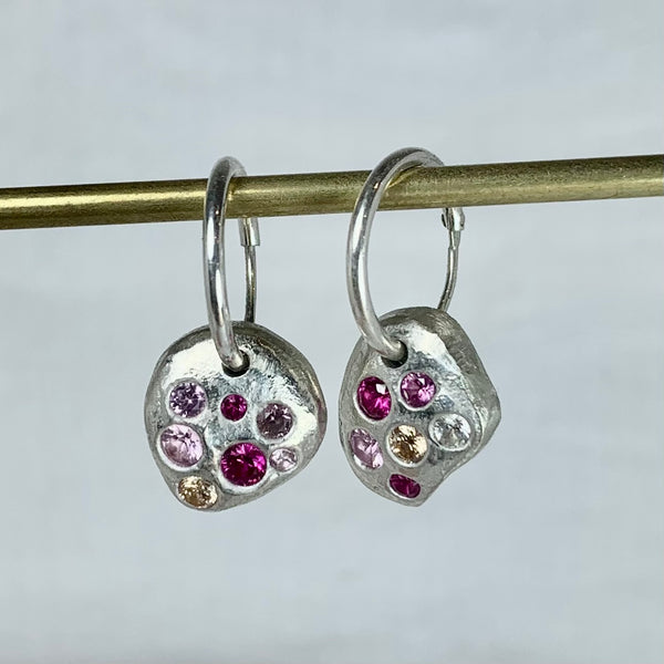 Whimsical - Silver and synthetic sapphire drop earrings