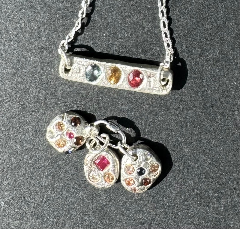 Orb - Silver and synthetic sapphires charm pendant