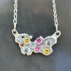 Butterfly Effect - Silver and synthetic sapphires pendant necklace