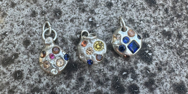 Orb (yellow) - Silver and synthetic sapphires charm pendant