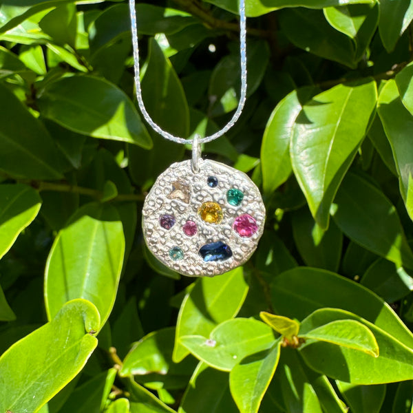 Candy - Silver and synthetic sapphires pendant necklace