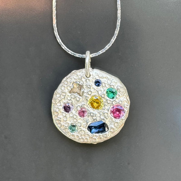 Candy - Silver and synthetic sapphires pendant necklace
