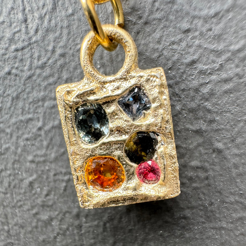 Golden Window - Gold and natural sapphires pendant necklace