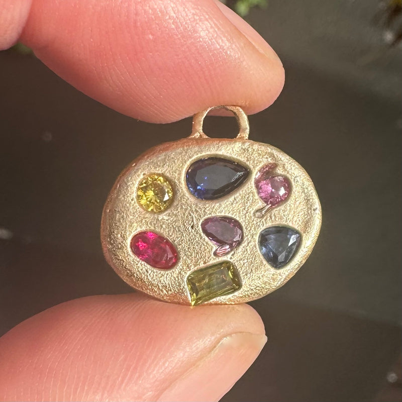 Kayla - 9k yellow gold & synthetic sapphires pendant