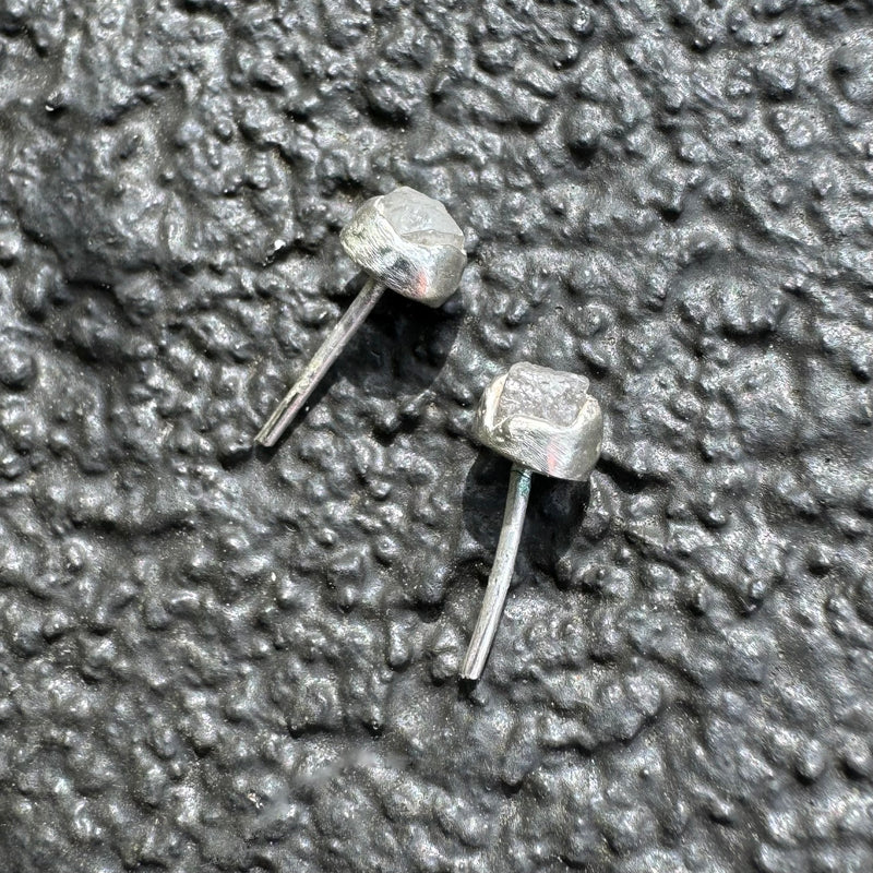 Raw Beauty - Silver & diamond stud earrings