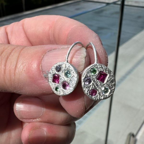 Maxine - Silver and lab grown sapphires drop earrings