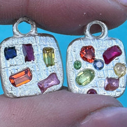 Windows (Large) - Silver and lab gown sapphires pendant necklace (4 x versions)