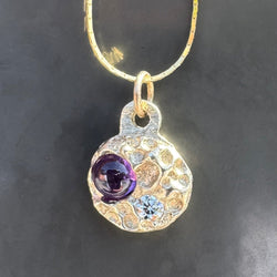 Aunty Sue - Gold, Amethyst & Moissanite Pendant Necklace