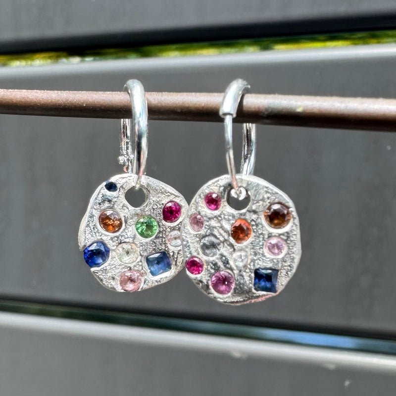 Constellation (earrings) - silver & gemstones swinger earrings