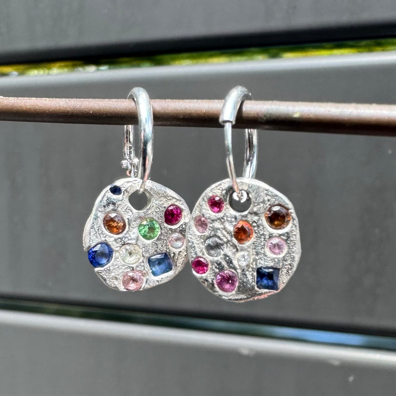 Constellation (earrings) - silver & gemstones swinger earrings