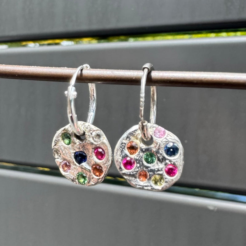 Constellation (earrings) - silver & gemstones swinger earrings