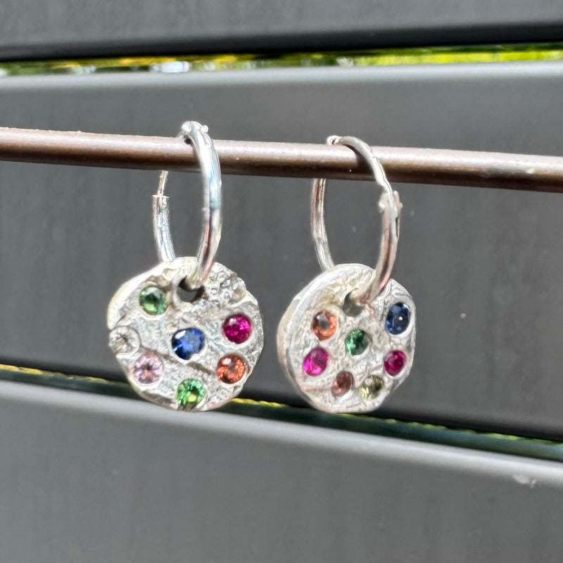 Constellation (earrings) - silver & gemstones swinger earrings