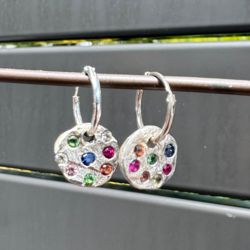 Constellation (earrings) - silver & gemstones swinger earrings