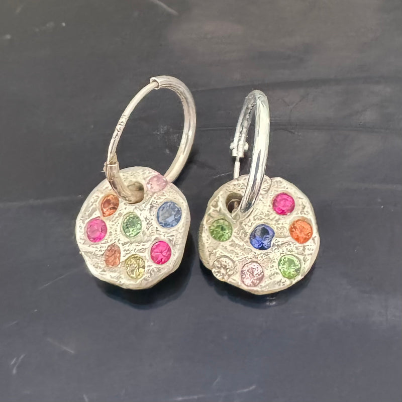 Constellation (earrings) - silver & gemstones swinger earrings