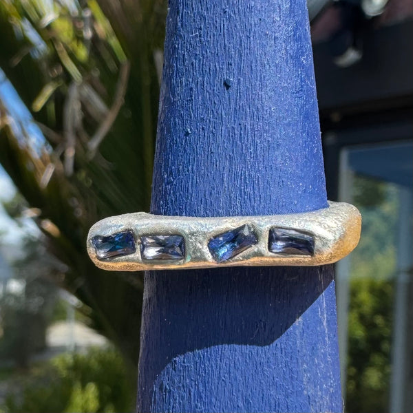 Proud - silver & lab grown sapphires ring