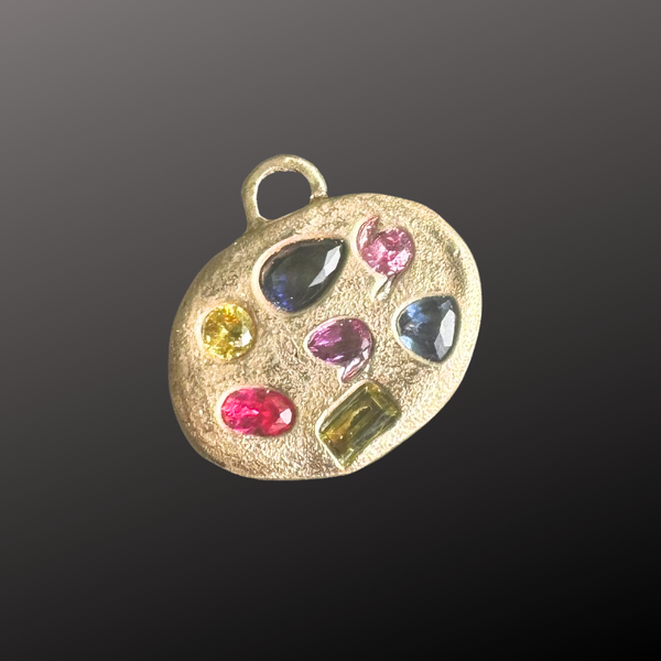 Kayla - 9k yellow gold & synthetic sapphires pendant