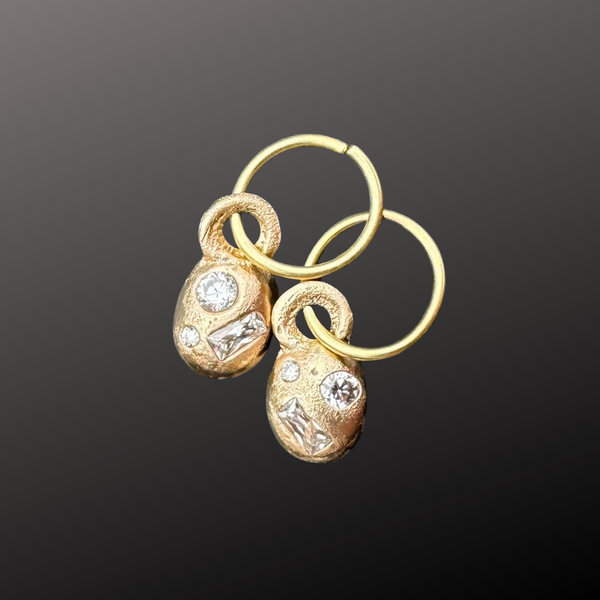 Bella - 9k yellow gold and Mossanite drop earrings