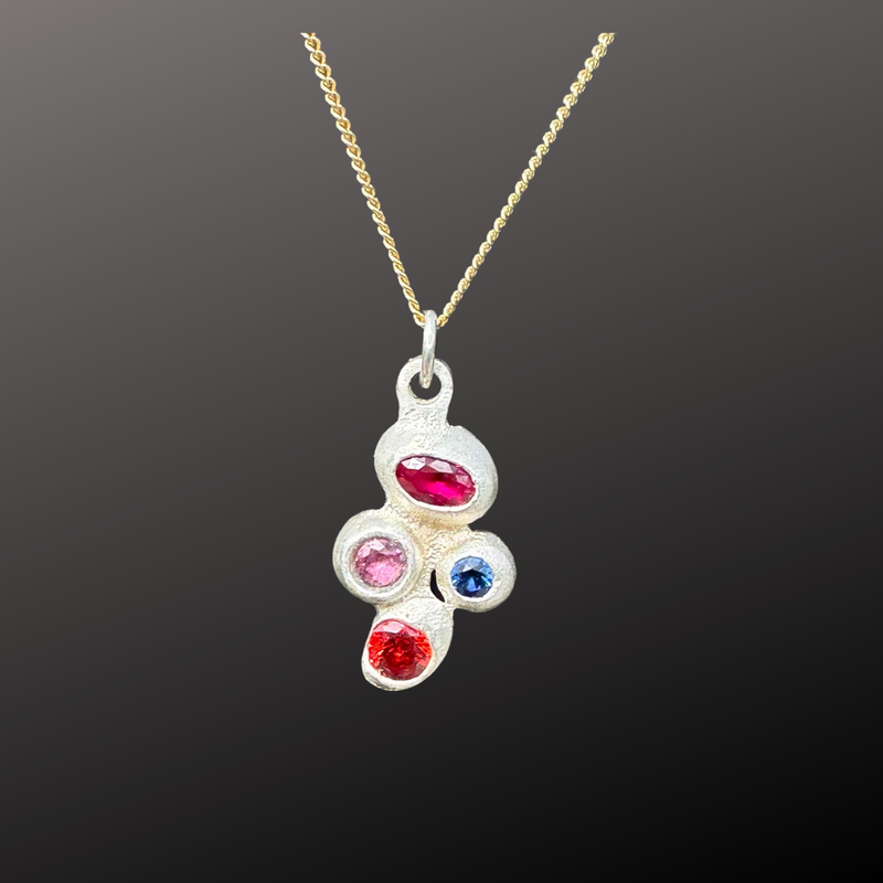 More Bubbles - Silver and sapphire pendant necklaces