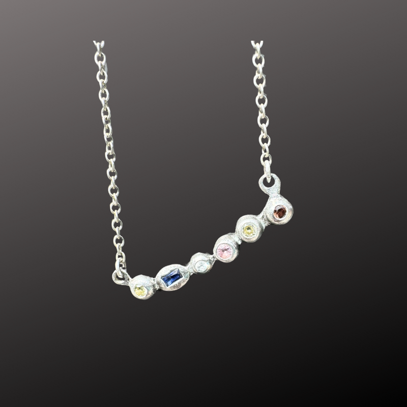 More Bubbles - Silver and sapphire pendant necklaces