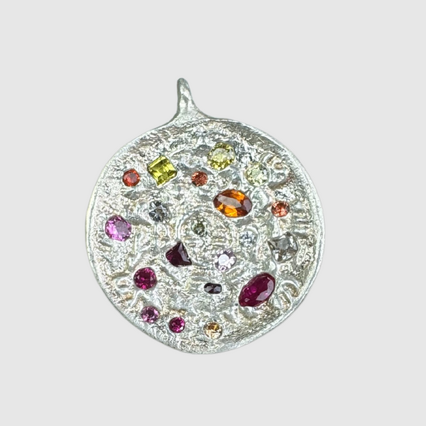 Drama (intact) - Silver and Lab Grown Sapphires Pendant