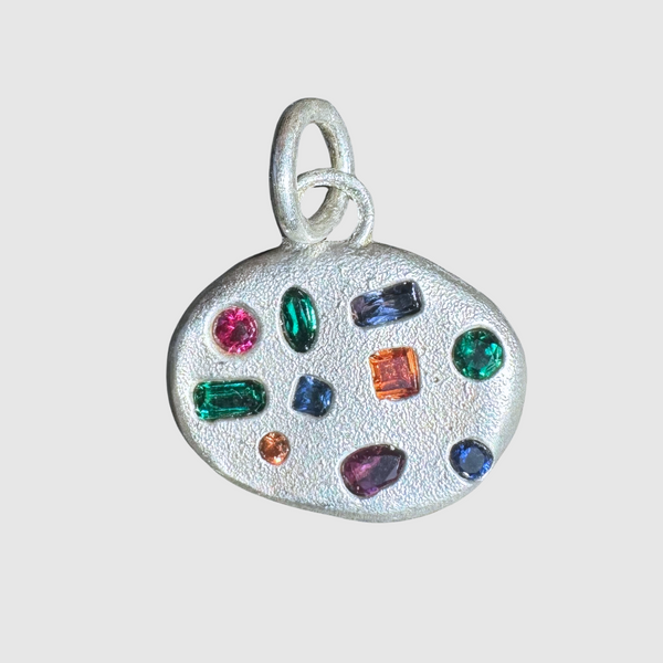 Lily - Silver and Lab Grown Sapphires and Emeralds Pendant