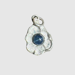 Impasto Sapphire Cabochon - Silver and Natural Sapphire Cabochon Pendant