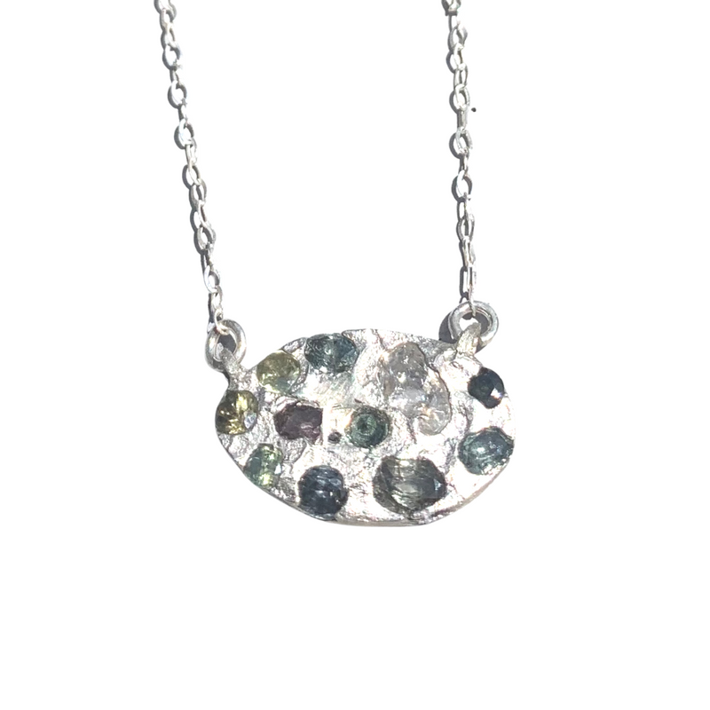 Misty - Sterling silver and natural sapphire pendant necklace