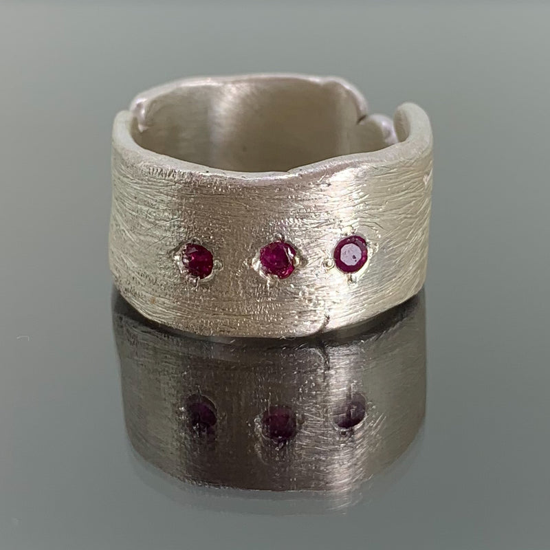 Trilogy - sterling silver and ruby ring
