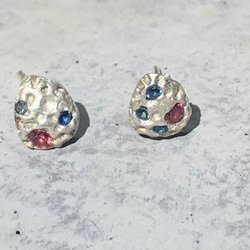 Tears - Silver and sapphire stud earrings