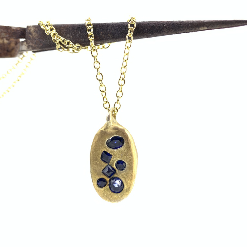 Offspring - 18k gold plated sterling silver gemstone pendant necklace