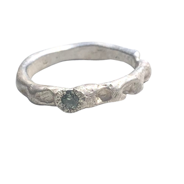Unity - Silver and green sapphire ring