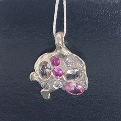 Calming - Sterling silver and synthetic sapphire pendant