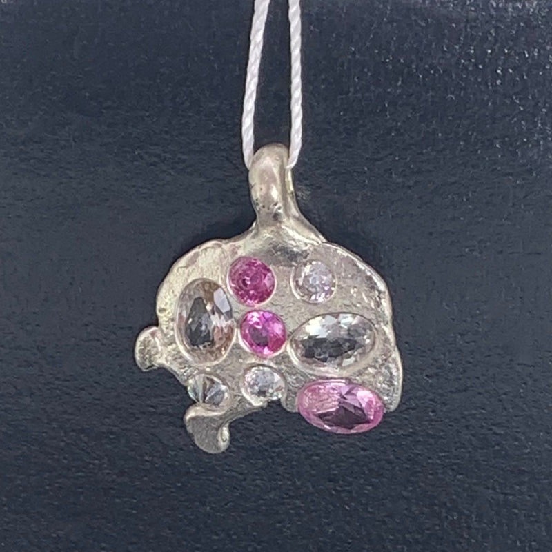 Calming - Sterling silver and synthetic sapphire pendant