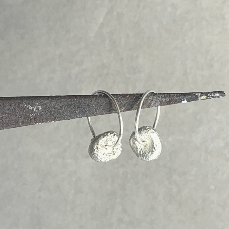 Donut - Silver orb on hoop earring