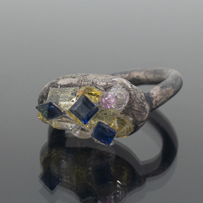 Rule Breaker - Sterling silver and synthetic sapphires ring
