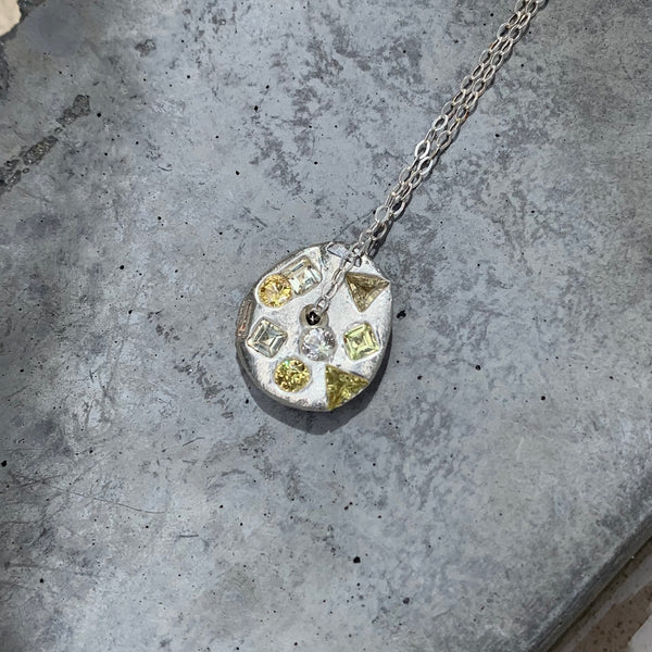 Sunshine - Silver and synthetic sapphires pendant necklace