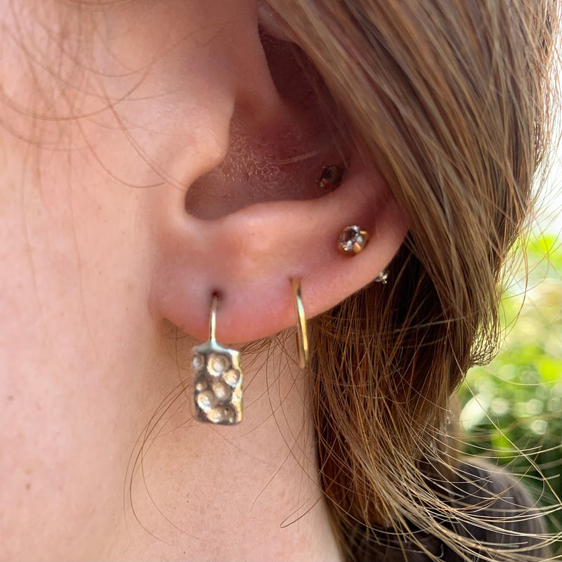 Mottled Gold - 9k gold dangly earrings