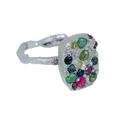  Sterling silver & multi-gemstone ring