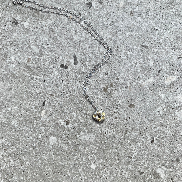 Details - Silver & synthetic sapphires pendant necklace