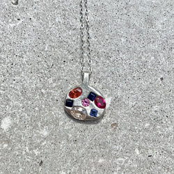 Reach - Silver and synthetic sapphires pendant necklace