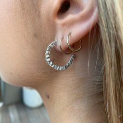 textured silver hoops