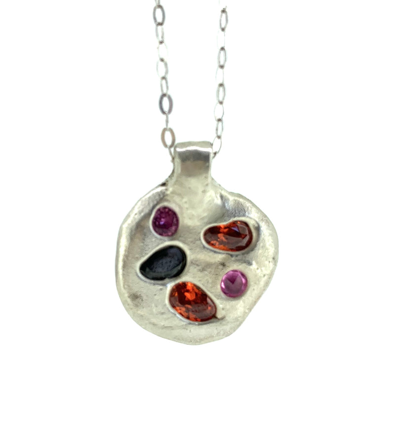 Unfold - Sterling silver and gemstone pendant necklace